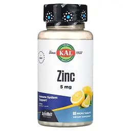 Вітаміни та мінерали KAL Zinc 5 mg, 60 микро таблеток Лимон
