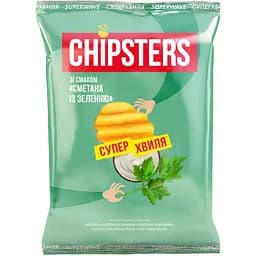 Чипсы картофельные  Chipster's Сметана и зелень большая волна со вкусом 95 г