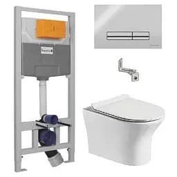 Комплект инсталляция Volle i-Frame 3в1 i9120C + унитаз Volle Cadiz с сиденьем Slim slow-closing клавиша хром 1339.001000+i9120C, Белый