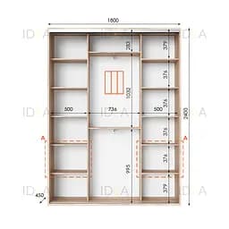 Шафа-купе Idea серія 3 180 x 45 x 240 см Дуб сонома - мініатюра 2