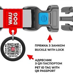 Нашийник для собак Waudog Nylon Калина, з QR-паспортом, пластиковый фастекс, M, 24-40х2 см - мініатюра 4