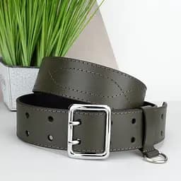 Ремень мужской кожаный широкий зеленый JK-5080 (120 см)