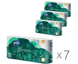 Grite Blossom, 8 рул., Упаковка 7 шт., Грит Блоссом, туалетний папір, 3 шари - мініатюра 2