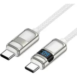 Кабель Hoco U137 Line 60W charging data cable with display Type-C to Type-C Білий
