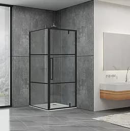 Душова кабіна Dusel DL198BP+DL196BP Black Matt Paint 1000x1000x1900, Чорний матовий, Універсальна, прозрачний, Чорний матовий, 100x100 - мініатюра 3
