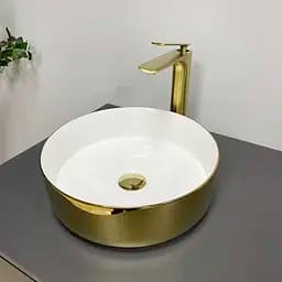 Умивальник VBI Prato gold white накладний VBI-011415, Золотий - мініатюра 2