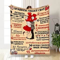 Плед 3D з побажаннями Правила нашої сім'ї №6 3328_B 15679 135х160 см