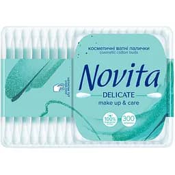 Ватные палочки Novita в квадратной коробке 300 шт.