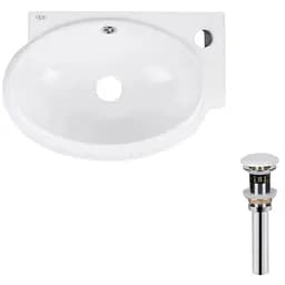 Комплект Qtap Leo: Раковина подвесная овальная правая 430x285x160 мм White + Донный клапан PU02O (QT11115011RWN47333)