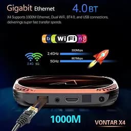 Vontar X4 4/32Gb Amlogic S905X4 Android 11.0, смарт ТВ 8K HDR приставка Android SmartTV Box, медіа плеєр, YouTube та фільми без реклами, налаштування Android TV у подарунок - мініатюра 3