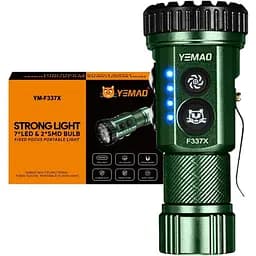 Тактический фонарь YEMAO YM-F337X боковые светодиоды красный, синий, зеленый, ультрафиолетовый 3500 LM Серый-Черный