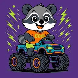 Картина по номерам для детей "Єнот на машині" Ideyka 25х25 см КНО1311