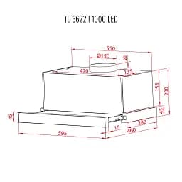 Витяжка телескопічна Perfelli TL 6622 I 1000 LED - мініатюра 12