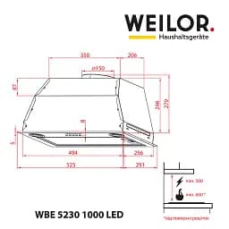 Витяжка повновбудована WEILOR WBE 5230 SS 1000 LED - мініатюра 8