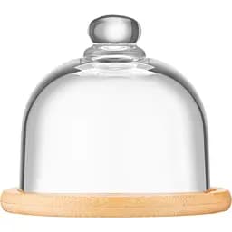 Блюдо бамбукове Ardesto зі скляною кришкою, 12 см (AR2612BD)