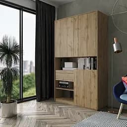 Шкаф для вещей с открытыми полками и выдвижным ящиком BLUM FHRS-1 Дуб Аппалачи