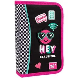 Пенал твердий Yes HP-04 Lovely Smile, 13х21х4 см, чорний із рожевим (533423)