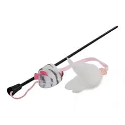 Іграшка для котів Дражнилка на стеку з мишкою зі звуковим ефектом GiGwi Teaser, перо, пластик, текстиль, 51 см