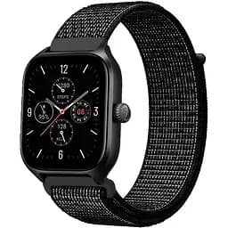 Ремінець нейлоновий на липучці BeWatch Xiaomi Amazfit BIP/GTS/GTR 20 мм Чорний з білим (1011321.3UW)