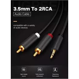 Кабель мультимедійний 3.5mm M to 2xRCA M 2.0m AV102 black Ugreen (10510)