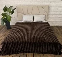 Плед Королівський шарпей Темно-коричневий м'який плед у смужку 1,50x2.20 м ширина смужки 4