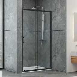 Душевые двери Dusel EF185B Black Matt 120x190, универсальный, прозрачный, черный матовый