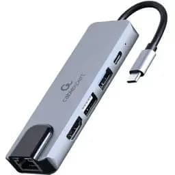 Концентратор Cablexpert USB-C 5-in-1 (hub/HDMI/PD/LAN) (A-CM-COMBO5-04)