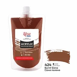 Фарба акрилова Rosa Studio Сієна палена 424, 200 мл
