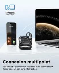 Бездротові навушники Truefree DS1 Bluetooth 6.0 з вушними гачками, космічний звук, 4 прозорі мікрофони, 40 годин - мініатюра 7