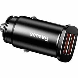 Автомобільний зарядний пристрій Baseus Square Metal 2USB QC 30W CCALL-DS01 Black - мініатюра 3