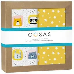 Пелюшки дитячі багаторазові Cosas Color Animals CS2 2 шт 80х100 см (Бязь_ЗвіріРамки_ЗорепадЖовтий)
