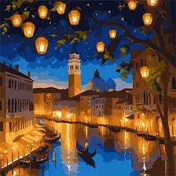 Картина за номерами Santi Нічна Венеція 40х40 см з LED підсвіткою (955069)