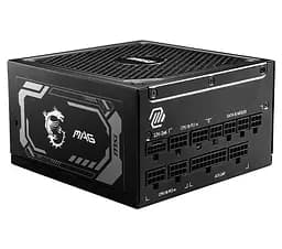 Блок питания 1000 Вт, MSI MAG A1000GL PCIE5, черный, модульный, 80+ золотистый, Active PFC, 13,5 см FDB, 4xMolex/ 12xSATA