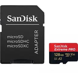 Карта памяти SanDisk 128 GB microSDXC UHS-I U3 Extreme Pro+ SD Adapter SDSQXCD-128G-GN6MA