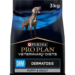 Сухий дієтичний корм для цуценят та дорослих собак Purina Pro Plan Veterinary Diets DRM Dermatosis для підтримання функції шкіри при дерматозах та надмірному випадінні шерсті 3 кг