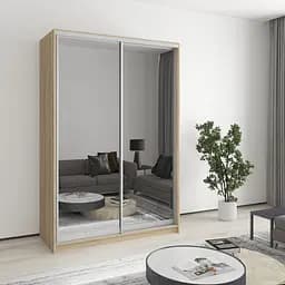 Шафа-купе дводверна MebelStar Стандарт AL 2 Дзеркала 140x45x210 см Дуб сонома (MBS-2481)