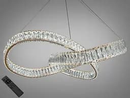 Люстра стельова LED Diasha 536/800G, 180W, золото, кришталева, для коридору, вітальні, кухні, офісу