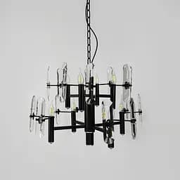 Двоярусна люстра з видовженим камінням на 8 ламп Ø 65 см | Арт. MD 2008-4+4B | Line F