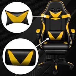 Крісло геймерське Yato Player з підставкою для ніг та масажем Black/Yellow (100015) - мініатюра 3