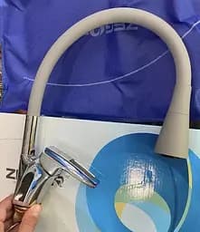 Змішувач для кухні одноважільний Zegor NOF4-F033GY гнучкий гусак Сірий 30412 - мініатюра 2