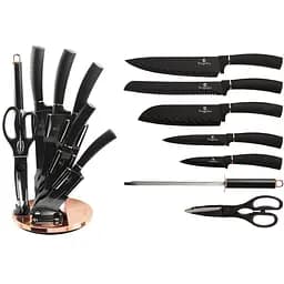 Набір ножів на залізній підставці 8 предметів Berlinger Haus Чорно-рожевий 000267187