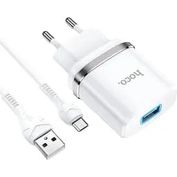Сетевое зарядное устройство Hoco N1 1 x USB/2.4A Micro USB Белый