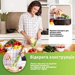 Тертка кухонна ручна двостороння для сиру шоколаду та цедри лимона з нержавіючої сталі 28.5 см, Kitchen Master Салатовий 86388 - мініатюра 3