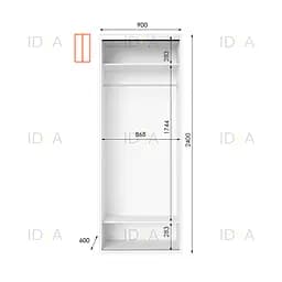 Шафа-купе Idea серія 8 90 x 60 x 240 см Білий Дзеркало - мініатюра 2