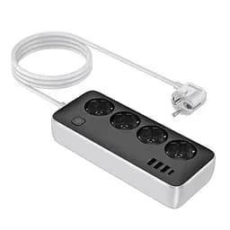 Подовжувач Hoco AC21 Sunlight 4-bit (1C/3A/4xSocket) (1.5m) White - мініатюра 4