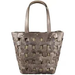 Шкіряна плетена жіноча сумка Пазл L темно-коричнева Crazy Horse