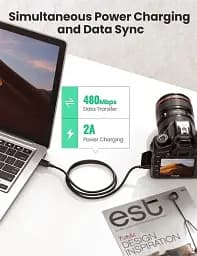 Зарядний кабель Ugreen US132 Mini USB to USB 2.0 0.25 M Black (10353) - мініатюра 5