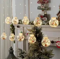 Гірлянда бахрома Copper ball 200 LED 4.2 м, світлодіодна гірлянда з куль зі сніговиками Теплий білий (ST) - мініатюра 2