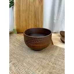 Салатник керамический (глиняный) 0.7 л резной коричневый