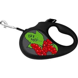 Повідець-рулетка для собак Waudog R-leash Калина, світловідбиваючий, M, до 25 кг, 5 м, чорний - мініатюра 2